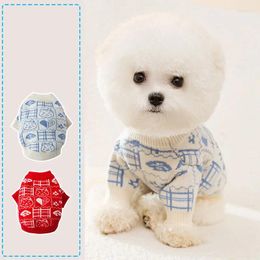 Dog Apparel 2024 Knit Autumn And Winter Cute Puppy Pullover Sweater Teddy Red Warm Two Legged Clothes Clothing
