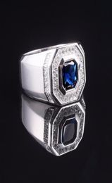 Size 8910111213 Men039s Luxury 925 Streling Silver Blue Sapphire Rings Engagement Wedding Band Ring Jewellery Boys J19070770662345753350