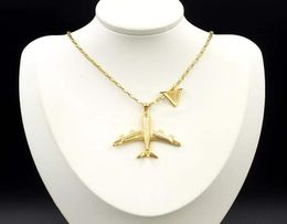 Fashion silver gold Aeroplane chain Pendant necklace for mens and women Party lovers gift Jewellery With BOX5750565