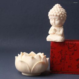 Decorative Figurines Creative Ivory Nut Baby Buddha Statue Lotus Decoration Display Monk Meditation Set