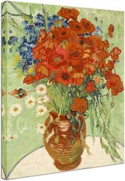 Abstract HD Red Poppies and Daisies Canvas Prints Wall Art of Van Gogh Famous Floral Oil Paintings Reproduction Classic Flowers Pictures Artwork Office Decorations