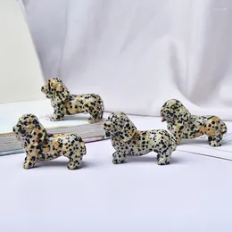 Decorative Figurines Spotted Stone Dog Home And Decoration Aquarium Decor Crystals Crystal Room Natural Mineral Stones Gift Crafts Garden