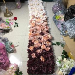 Decorative Flowers SPR 2 2.4m High Quality Ombre Wedding Flower Wall Stage Backdrop Wholesale Artificial Table Centerpiece