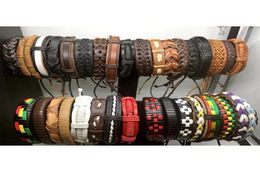 100Pcs Mens Womens Vintage Genuine Leather Surfer Bracelet Cuff Wristband Fashion Jewellery Gift Bracelet Mixed Style Jewellery Wholes9443671