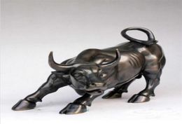 Wall Street bronze statue of a ferocious bull black cattle 5inch8inch274y55721771253858