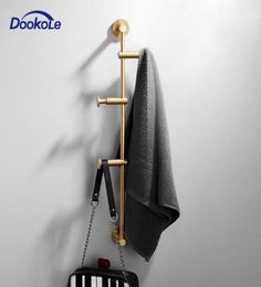 Solid Brass Coat Rack Adjustment Wall Mount Coat Hooks with 3456 Hooks for Hats Scarves Clothes Handbags Y2001086592682