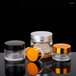 Storage Bottles HEALLOR 5g/10g/15g/20g/30g/50g Glass Amber Cosmetic Face Cream Refillable Lip Sample Lotion Gel Container Empty Mak