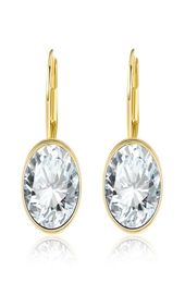 Gold Colour Bella Earrings For Women White Crystal From Austria Fashion Stud Earrings Wedding Party Jewellery Gift3894798