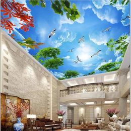 Wallpapers Wellyu Customized Large Wallpaper Murals 3d Beautiful Blue Sky And White Clouds Branches Living Room Ceiling Zenith