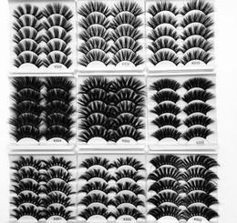 False Eyelashes 15 Pairs 3D Mink Hair Crisscross Wispy Cross Fluffy Length 25mm Lashes Extension Handmade Eye Makeup Tools8772981