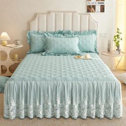 Bed Skirt 3/5Pcs Lovely Lace Exquisite Cotton With 17 Inch Drop Dust Ruffle Pillowcases Quilted Bedspread Coverlet Nicely
