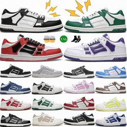 designer shoes sneakers Skel Top Low Black White Purple Denim Slate Blue Red Brown Tan skeleton Casual Leather flat womens and mens traF0M6#