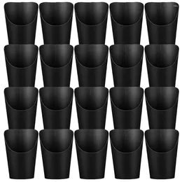 Gift Wrap Waffle Paper Cone Thickened Black Kraft Slanted French Fries Cup Snack Containers