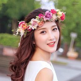 Decorative Flowers Bride Headwear Floral Wreath Sweet And Elegant Korean Style Seaside Vacation Pos Hair Accessories Garland