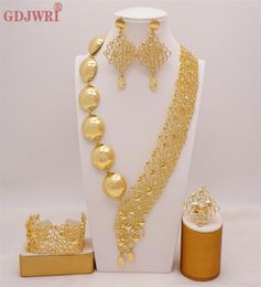 Dubai 24K Gold Plated Bridal Jewelry Sets Necklace Earrings Bracelet Rings Gifts Wedding Costume Jewellery Set For Women 2202249635054