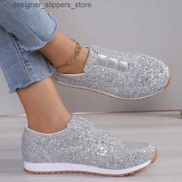 Casual Shoes Flats Womens Sports Shoes Shiny Sports Shoes Casual Walking Shoes 2024 Summer Designer New Running Luxury Travel Zapatillas Mujer Q240511
