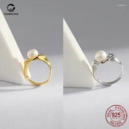 Cluster Rings Silver Ring European And American Fashion S925 Adjustable Pearl Girls' Gifts For Boy 741