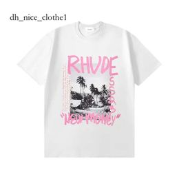 Rhude T Shirt Mens Shorts Tracksuits Designer Printing Letter Black White Grey Rainbow Color Summer Fashion Cotton Cord Top Short Sleeve 537