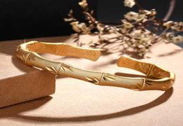 Bamboo Bangles With 925 Silver Plated Or Gold Matte Plated Bracelets Open Size Jewelry For Women5424101