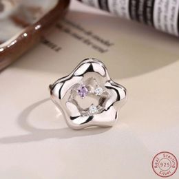 Cluster Rings 2024 Selling 925 Sterling Silver Versatile Fashion High-end Sunflower Open Mouth Ring For Women In Europe And America