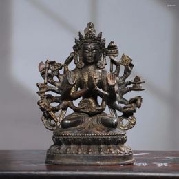 Decorative Figurines 18cmTantric Copper Zhunti Buddha Mother Statue Pure Bodhisattva Eighteen Arm Thousand Hand Guanyin