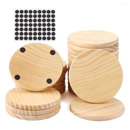 Wine Glasses 25 Pack Unfinished Wood Coasters 4 Inch Blank Wooden Crafts With Non- Silicon Dots Round