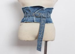 Belts 2022 Denim Fabric Slim Waistband Skirt Peplum Waist Belt Personality Wide Women Fashion Allmatch3276511