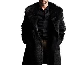 Mens Warm Plus Thickening Long Coat Jacket Faux Fur Parka Outwear Cardigan winter boy male fashion gentleman style Faux Fur coat7983458