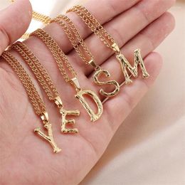 Pendant Necklaces HIP HOP Initial A-Z Letter Necklace Stainless Steel Capital Gold Plated Men Women Jewellery With Chain