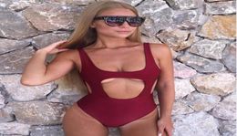 MJ16 2019 Sexy One Piece Swimsuit Women Swimwear Female Solid Black Thong Backless Monokini Bathing Suit3034694