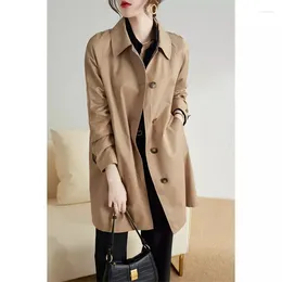 Women's Jackets Yingwu Khaki Trench Coat For 2024 Spring And Autumn Loose Korean Version Versatile Casual Top Solid Color Commuting