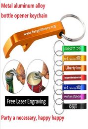Keychains mixed Colours Aluminium alloy bottle openers with keyring laser engraving logo Keychains engraving1322087