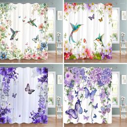 Shower Curtains Beautiful Floral And Butterfly Print Curtain Natural Botanical Home Art Bathroom Decor With Hooks