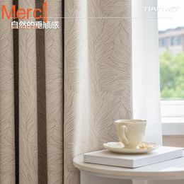 Curtain French Polycotton Natural Leaf Pattern Jacquard Blackout Curtains Modern Bedroom For Living Dining Room Custom