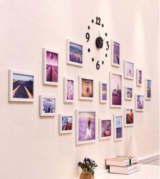 Hanging Frames for Wall Decor Paper Wall Po Frame Set DIY Wedding Family Picture Frames Set Wall Hanging 19 Piece Clock Style P2893054