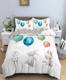 Children Bedding Sets Gifts Cute Bunny Printing Bed Set Polyester Duvet Cover For Kids Girls Boys 23pcs 2202126148736
