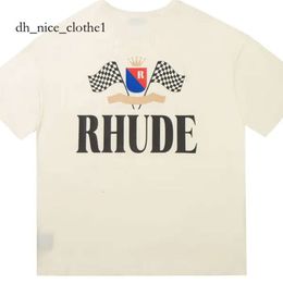 Rhude Shirt Designers Mens Embroidery T Shirts For Summer Mens Tops Letter Polos Shirt Womens Tshirts Clothing Short Sleeved Large Plus Size 100% Cotton Tees 306