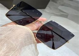 Luxury Large Half Frame Square Sunglasses Women Retro Metal Sun Glasses Men Gradient Ocean Lens Shades Eyewear Female2565967