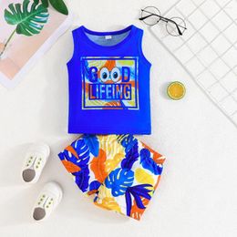 Clothing Sets Infant Set For Kid Boy 6Months-4Years Old Cartoon Cute Letter Sleeveless Top And Shorts Beach Outfit Born Baby
