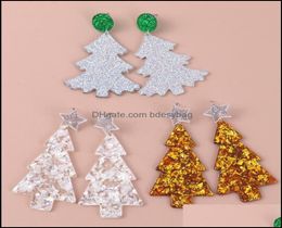 Dangle Chandelier Earrings Jewellery Fishsheep Trendy Glitter Acrylic Christmas Trees Drop For Women Cute Festive Snowman Earring Xm7548899