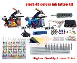 Tattoos Machine Gun Set 61440 Colours Inks Pigment Disposable Needles Mini Power Supply Beginner Tattoo Pen Permanent Makeup Body8249927