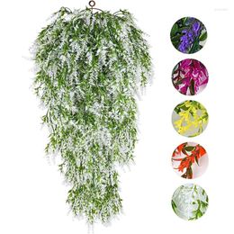 Decorative Flowers 1x Artificial Hanging Green Plants Fern Ivy Lavender Wall Decoration Home Garden Front Door Simulation Rattan