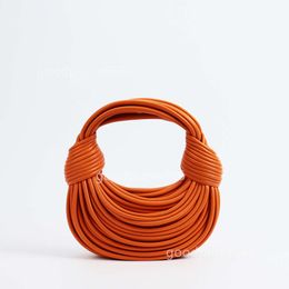 Knot Bag BottegVenet Rope Double Bveneta Knot Knitted Tote Lady Classic Women's Bags Noodle 2024 Mesh New Handbag Pure Hand Small Cattle Leather Handbag WLKQ