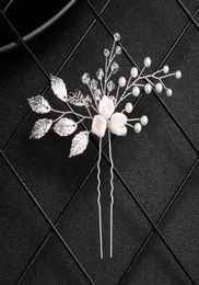Peach Prom Bride Bridesmaid Hair Accessories Pearl Hair Pin Clip Luxury Crystal Rhinestone Wedding Hairpins Sticks For Women JCF017019175