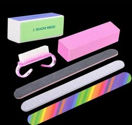 Nail Manicure Kit Nail Files Cleaning Brushes Set Durable Buffing Grit Sand Fing Nails Buffers Sanding Nail Art UV Gel Polish Tool5597878