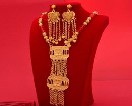 Earrings Necklace 24k Gold Plated Luxury Dubai Jewellery Sets African Wedding Gifts Bridal Jewellery Set For Women5432566