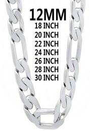 Chains Solid 925 Sterling Silver Necklace For Men Classic 12MM Cuban Chain 1830 Inches Charm High Quality Fine Jewellery WeddingCha8186102