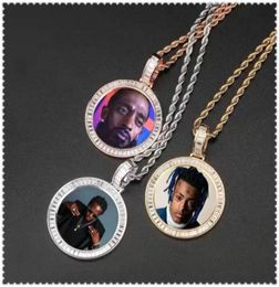 Custom po round pendant necklaces for men women hip hop designer bling diamond picture pendants friend family Jewellery love gift3147643