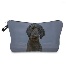 Storage Bags Poodle Dog Art Portrait Printing Women Cosmetic Heat Transfer Fashion Makeup Bag High Quality Multifunction Pencil Cases