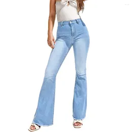 Women's Jeans High Waisted Stretch Flare Women Denim Pants Wide Leg Butt-lifted Casual Korean Style Skinny Bell Bottom Pocket Trousers